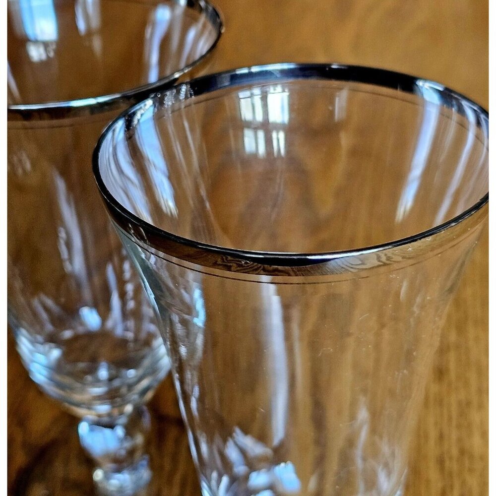 3 Glastonbury Lotus Romance Ice Tea Glasses 7" platinum lined rim vntage 1955 - Picture 7 of 10